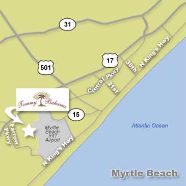 Map for Tommy Bahamas Tropical Cafe Myrtle Beach SC