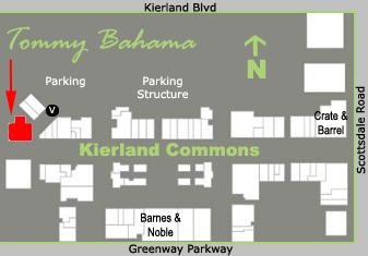 Map to Tommy Bahama in Kierland Commons at Kierland Blvd and Scottsdale Road
