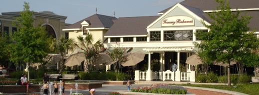 Tommy Bahama faces the fountains at the Market Center