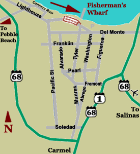 Map to Grotto Fish Market on Old Fisherman's Wharf in Monterey