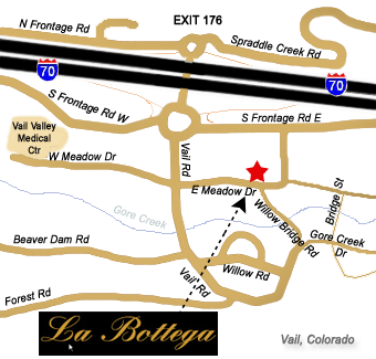 Detailed Map to La Bottega for Authentic Italian Cuisine in Vail