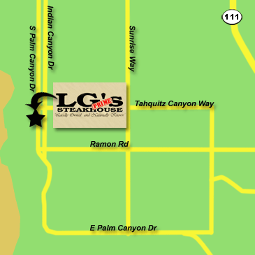 Close up map for LGs Steakhouse in Palm Springs